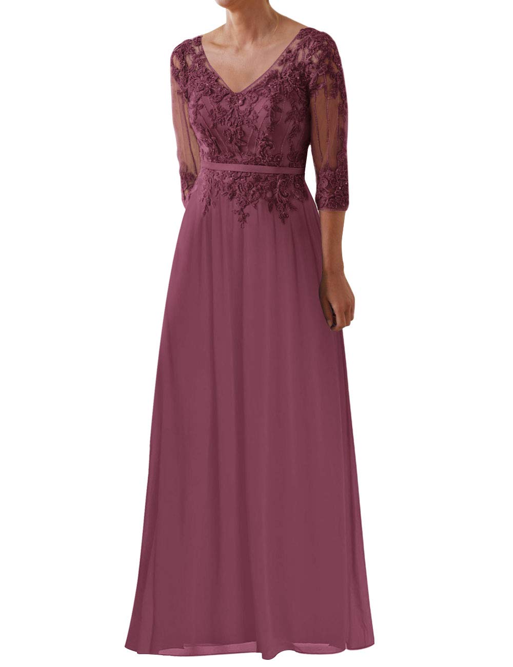 Elegant Lace Mother of The Bride Dress with Sleeves - Chiffon Formal Evening Gown for Weddings, Parties & Special Occasions