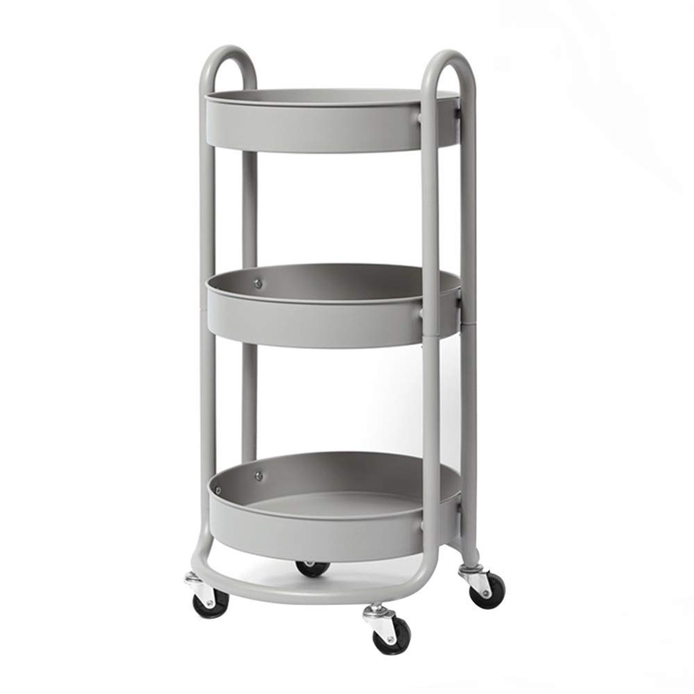 3-Tier Rolling Storage Cart with Casters - Multi-Functional Gray Shelf for Kitchen, Bathroom & Office Organization - Perfect for Plants, Books & Home Decor