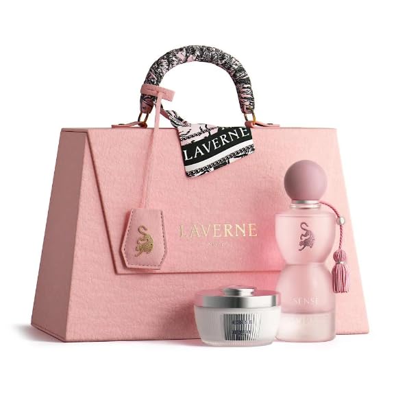 Laverne Perfume Gift Set for Women - Eau de Parfum, Body Cream & Tote Bag in Pink | Luxury Fragrance Set with Travel Pouch | Perfect Birthday, Anniversary or Valentine's Day Gift