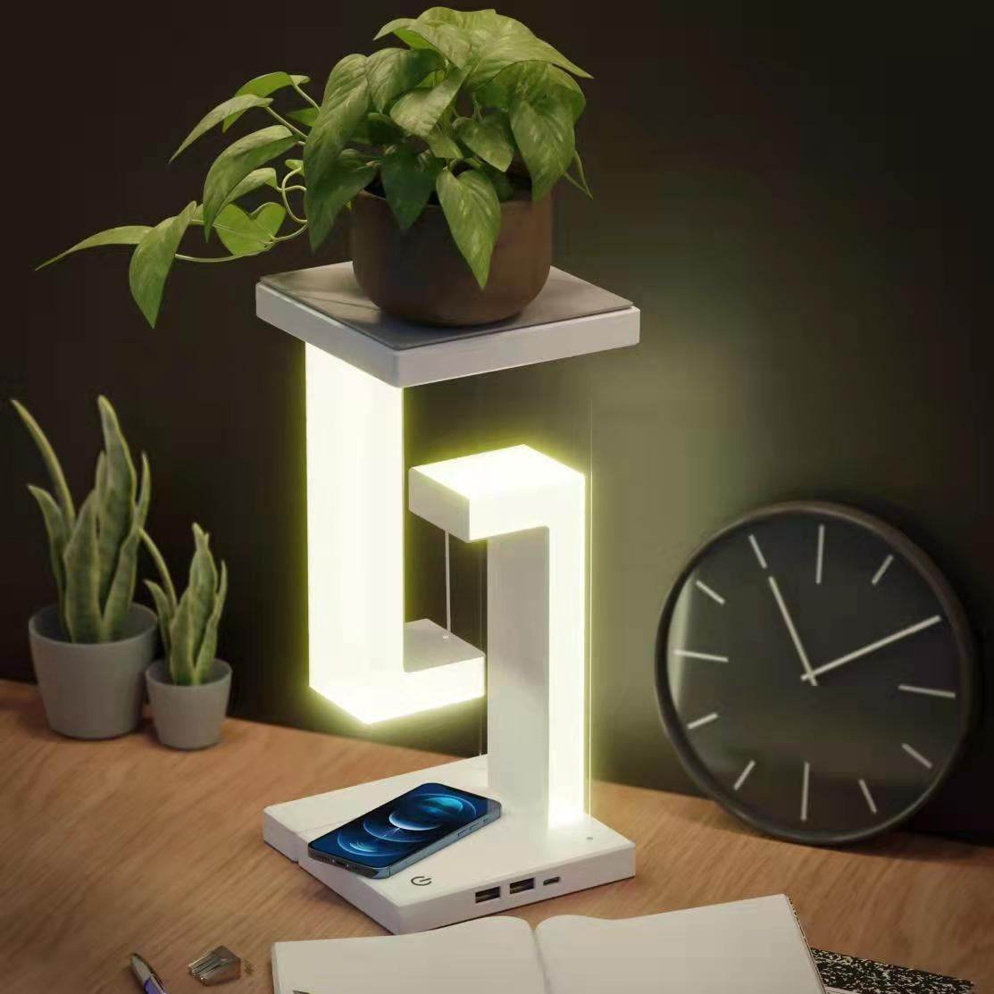 Cute Wireless Charging Table Lamp - Nightstand LED Light with Qi Fast Charging for iPhone, Samsung, AirPods - Perfect for Bedroom, Office, Nursery Decor