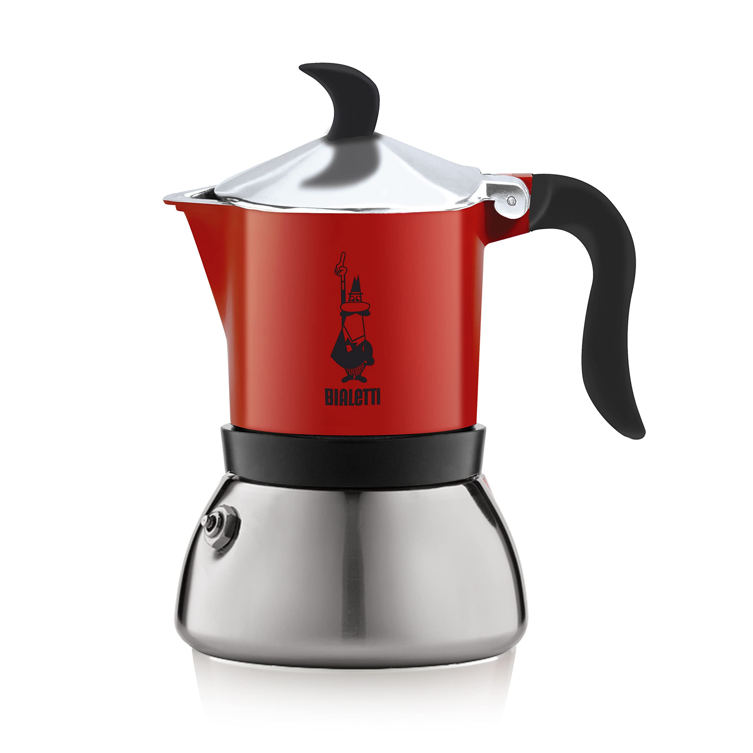 Bialetti Fiammetta 3-Cup Stovetop Espresso Maker - Italian Moka Pot for Induction Hobs - Classic Red Coffee Brewer for Home, Camping & Office Use