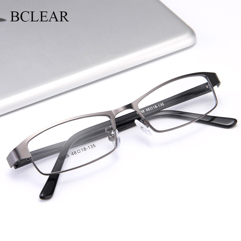 Bclear Men's Full Rim Small Rectangle Acetate & Alloy Frame Eyeglasses (Model My1858) - Lightweight & Durable for Work, Reading & Everyday Wear
