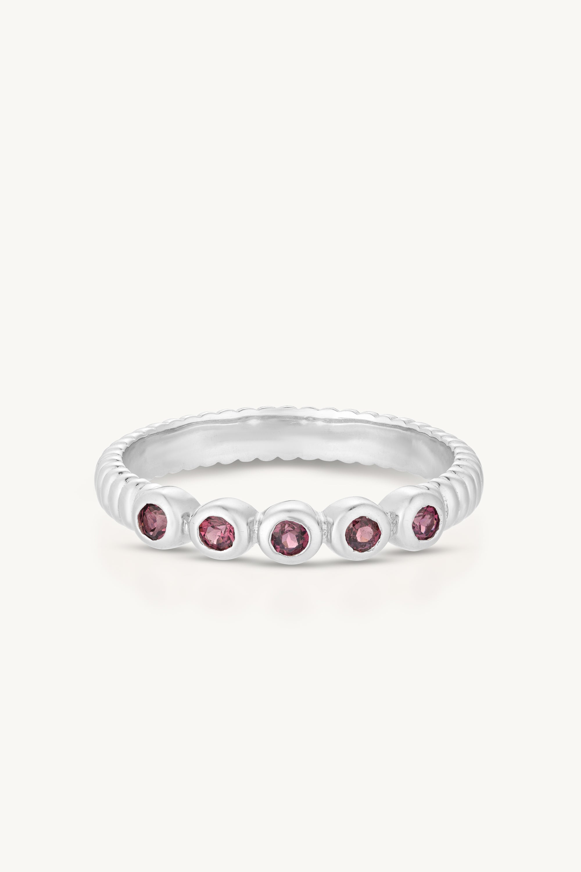 Binded Rhodolite Silver Stacker Ring - Elegant Stackable Jewelry for Women | Perfect for Layering, Everyday Wear & Special Occasions