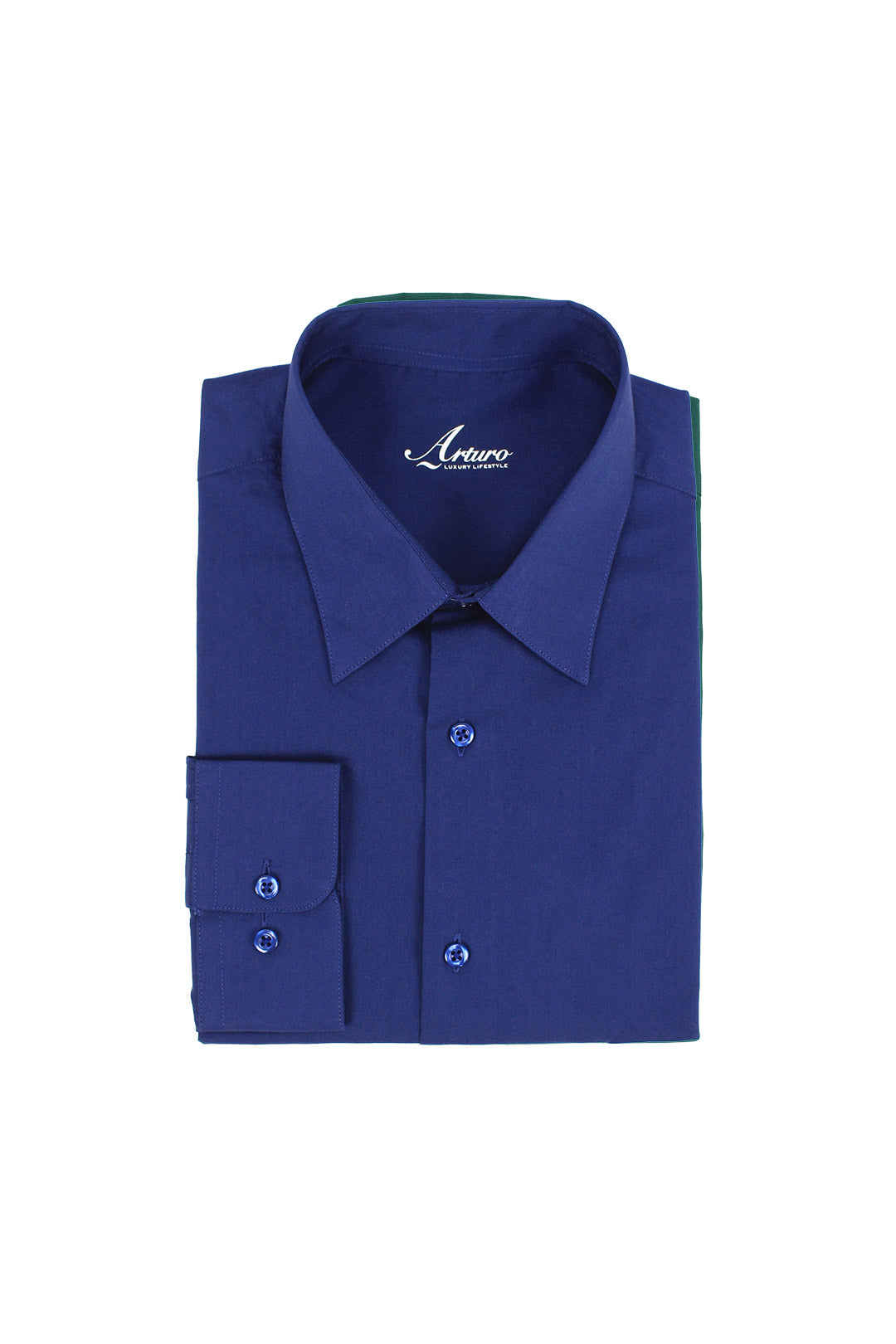 ARTURO Modern Fit Long Sleeve Navy Dress Shirt for Men | Slim Fit Business Casual Shirt | Office, Wedding & Formal Wear