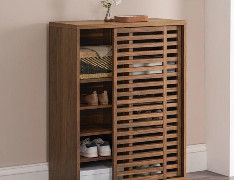NYLAH BELAIR Solid Wood Shoe Cabinet - Sturdy Entryway Storage Organizer for Shoes, Boots & Home Décor | Perfect for Hallway, Closet & Mudroom Organization
