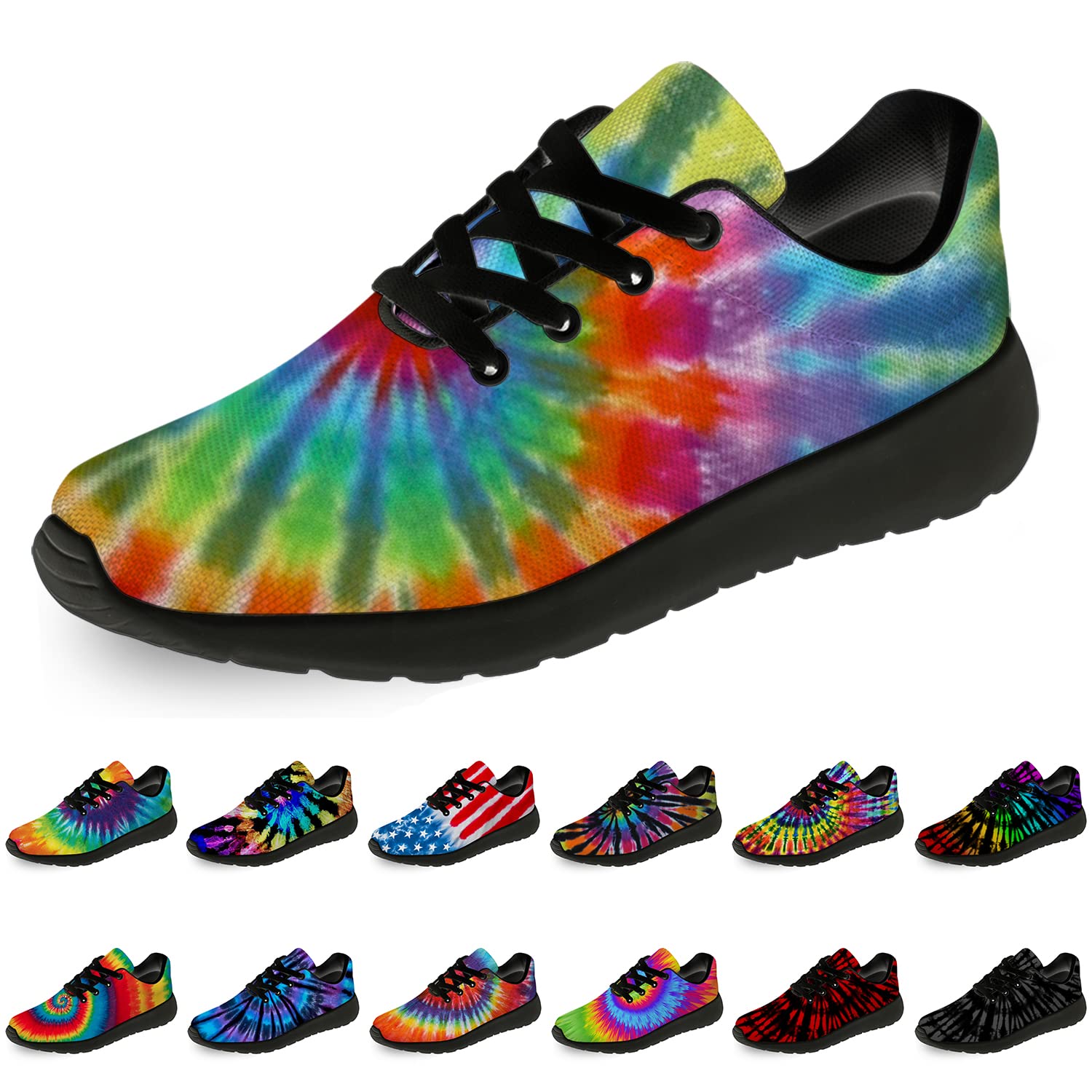 Horethy Tie Dye Running Shoes for Women & Men - Comfortable Walking Tennis Sneakers for Jogging, Sports & Casual Wear - Perfect Gift for Athletes & Fashion Lovers (Ideal for Gym, Workouts, Daily Walking & Street Style)
