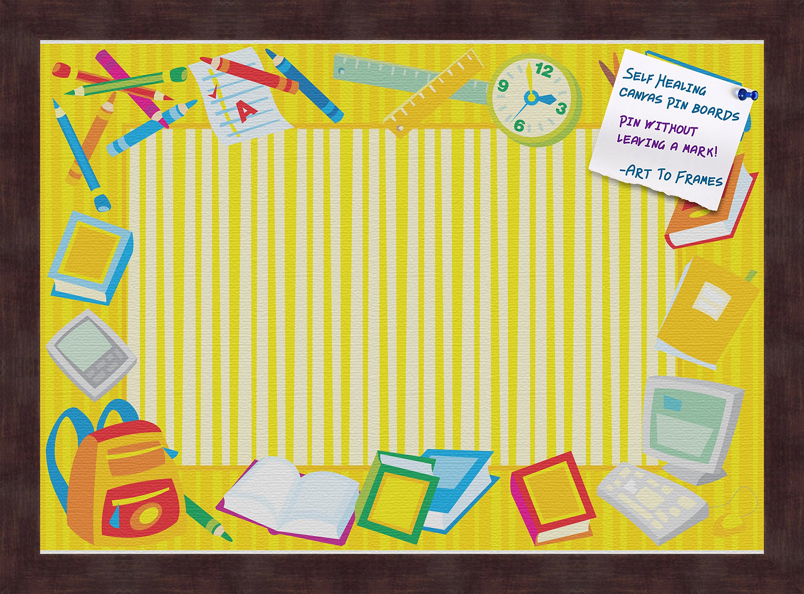 PinPix Decorative Cork Bulletin Board - 18x25 Inches Self-Healing Canvas Memo Board with Coffee Frame - Perfect for School, Office & Home Organization (Yellow, WOM1343)