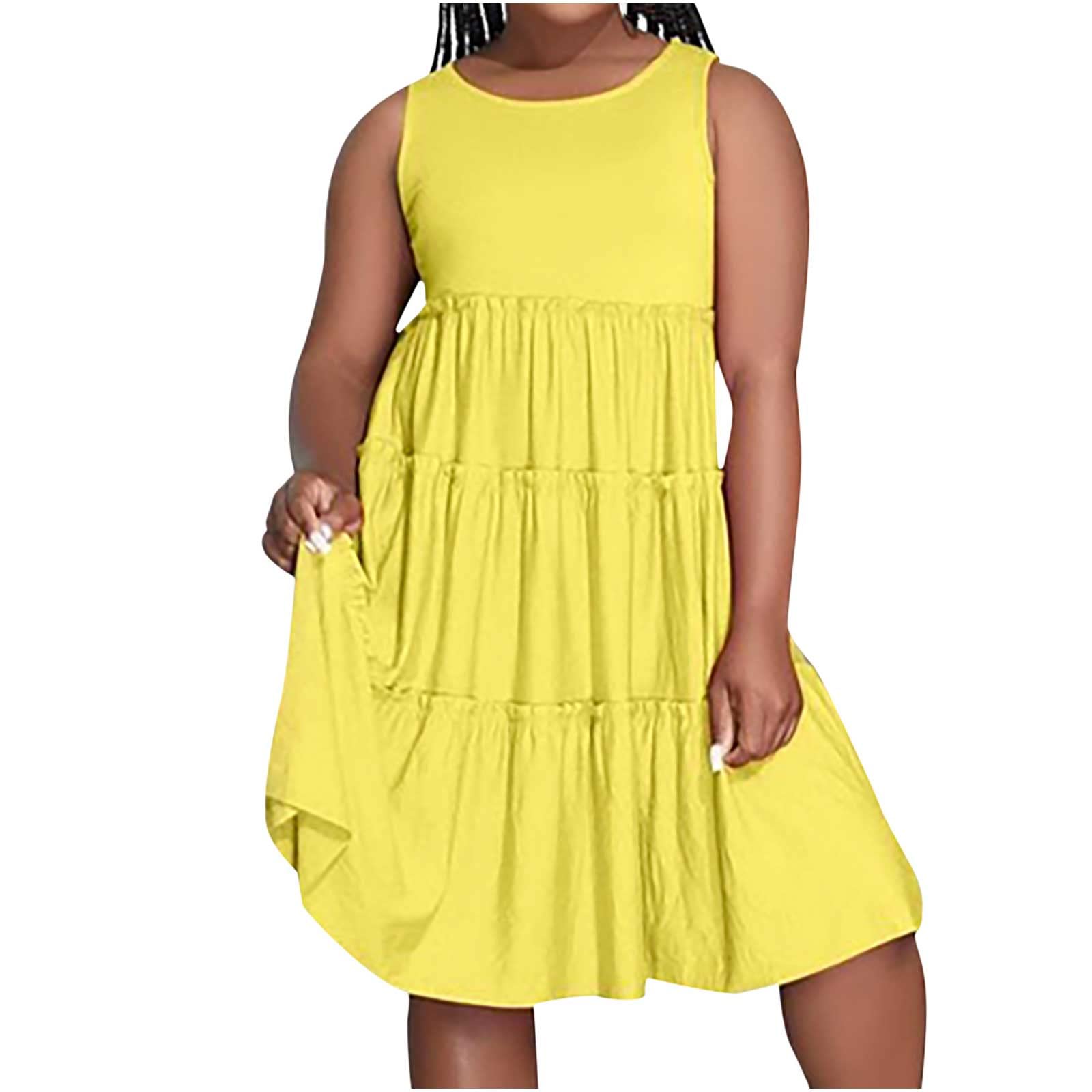 Elegant White Pleated A-Line Beach Dress for Women - Casual Loose Summer Tank Dress with Crewneck, Knee Length | Perfect for Beach Vacations, Pool Parties, and Summer Outings
