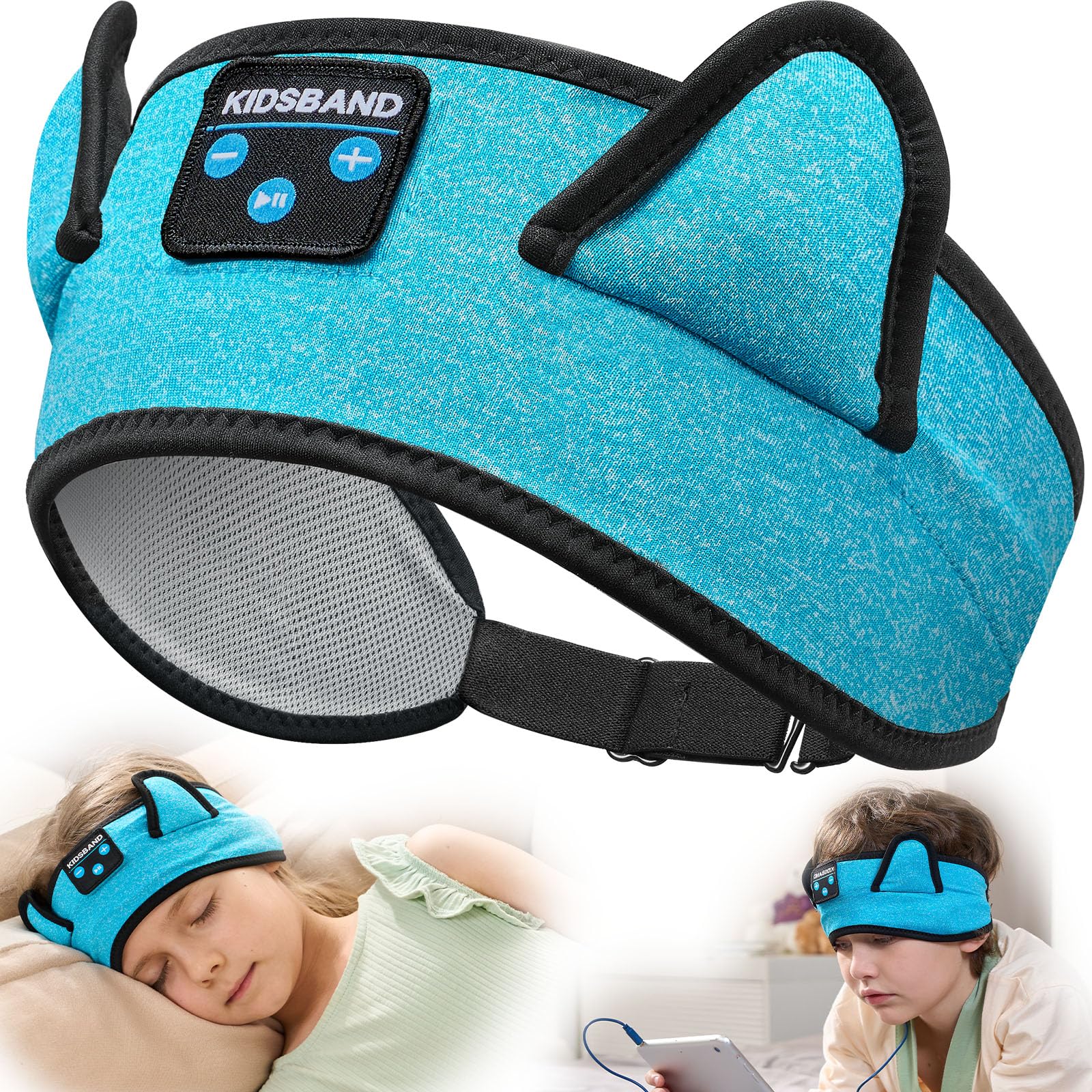 Wireless Bluetooth Headband Headphones for Kids & Toddlers - Adjustable Sleep Headphones with 3.5mm Wired Playback - Perfect for Boys, Girls, Teens, School, Travel, Airplane, Kindle & Tablet Use - Ideal for Sleeping, Studying & Entertainment On-The-Go