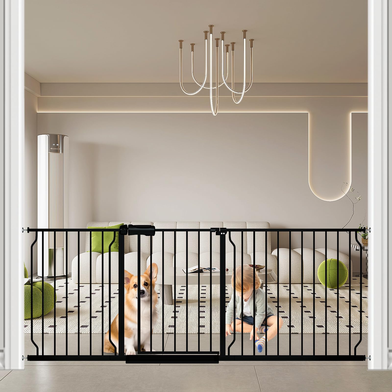 Fairy Baby Extra Wide Pressure Mounted Baby Gate - 71.6 to 76.37 Inches Wide, No Drill Installation, Walk Through Design for Large Openings - Perfect for Stairs, Doorways and Hallways to Keep Kids & Pets Safe