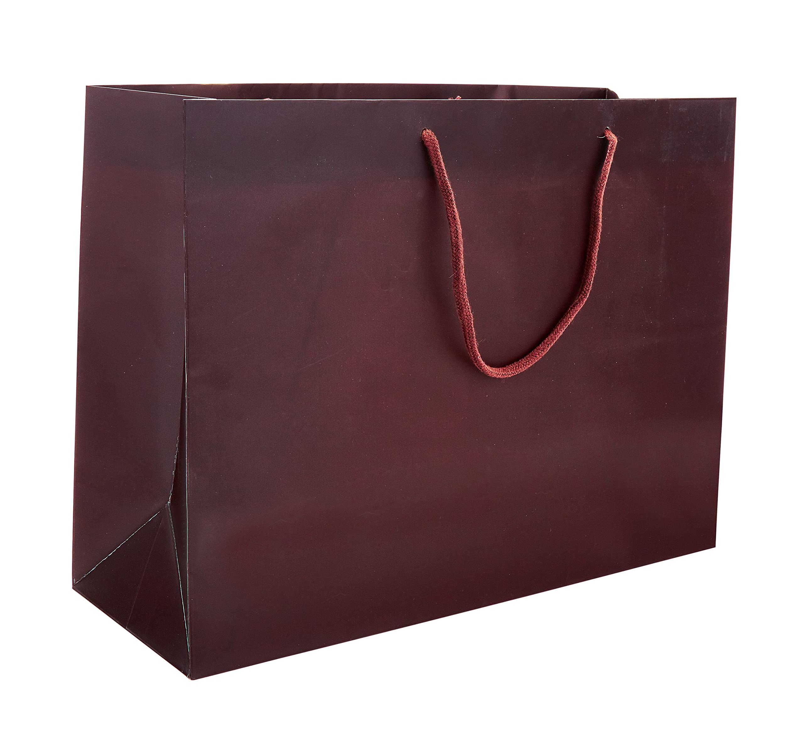 Burgundy Matte Euro Tote Bags - 16x6x12 Inch Reusable Paper Gift Bags [Pack of 100] - Perfect for Retail Packaging, Party Favors & Eco-Friendly Shopping