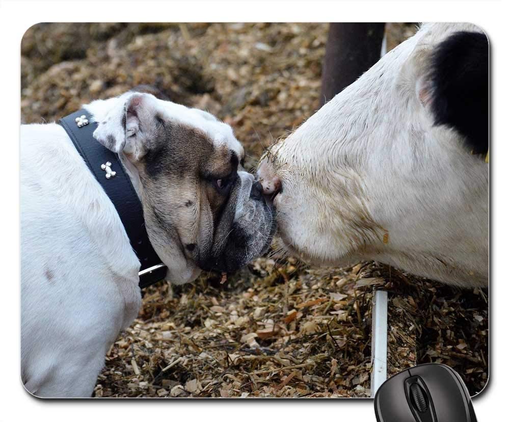 Premium Gaming Mouse Pad with Bulldog & Cow Animal Friendship Design - Non-Slip Rubber Base, Smooth Surface for PC & Laptop - Perfect for Gaming, Office & Home Use