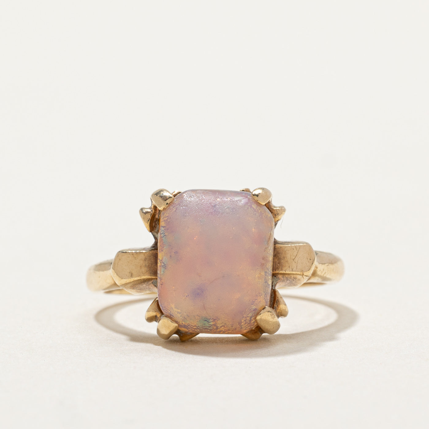 10K Pink Glass Paste Ring - 4.50ct Cubic Zirconia - Size 5.5 - Elegant Statement Jewelry for Women - Perfect for Weddings, Parties & Special Occasions