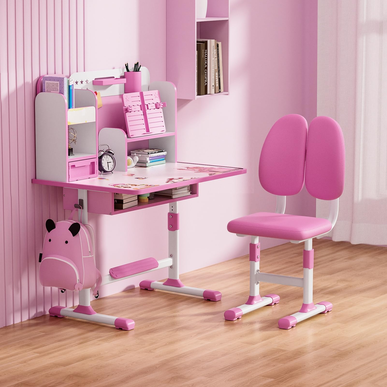 Adjustable Kids Desk & Chair Set with Storage - Study & Art for Bedroom