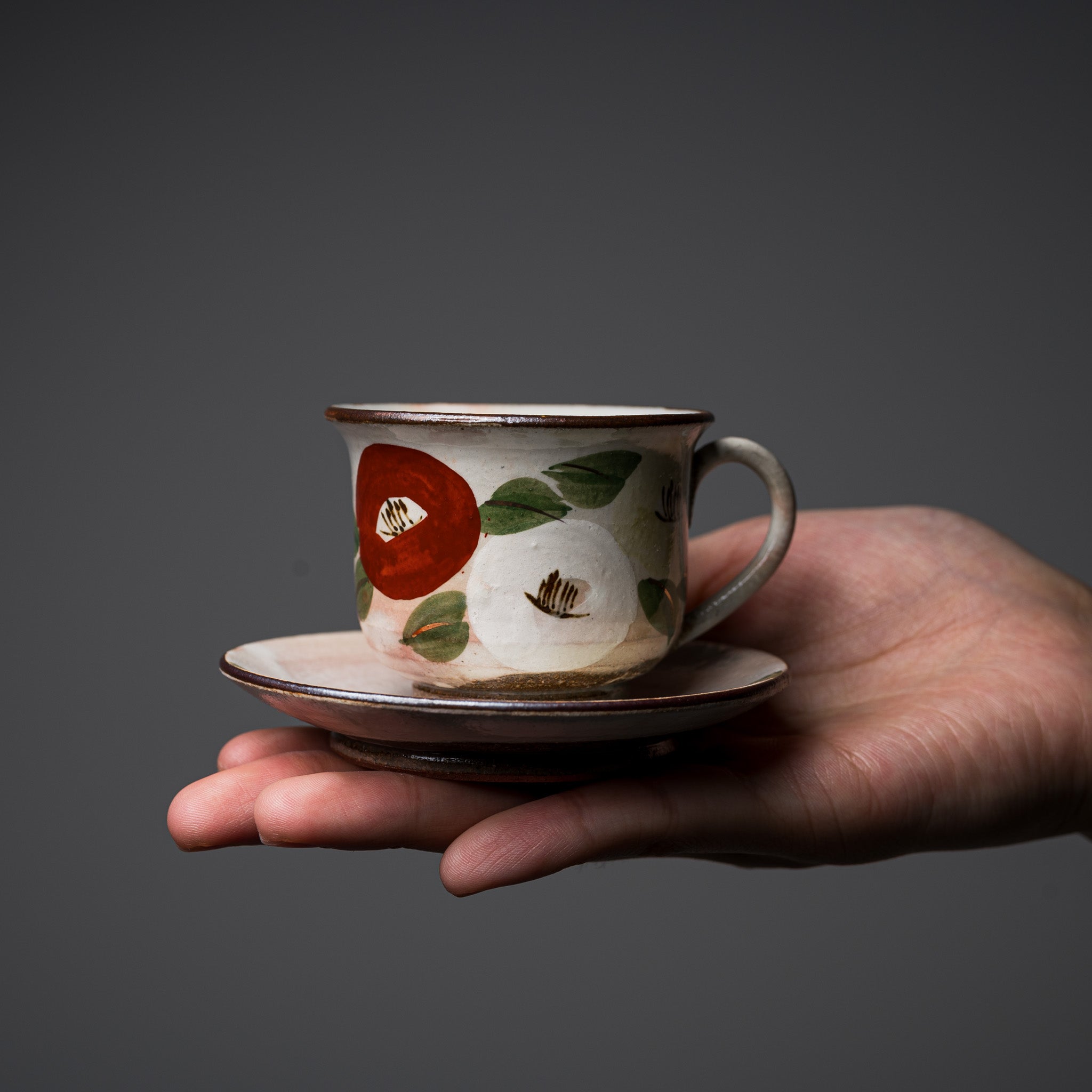 Handmade Kyo Kiyomizu Ware Mini Espresso Cup Set - Traditional Japanese Camellia Design Ceramic Tea Cups for Coffee, Espresso & Matcha | Perfect for Home, Cafe & Gift Giving
