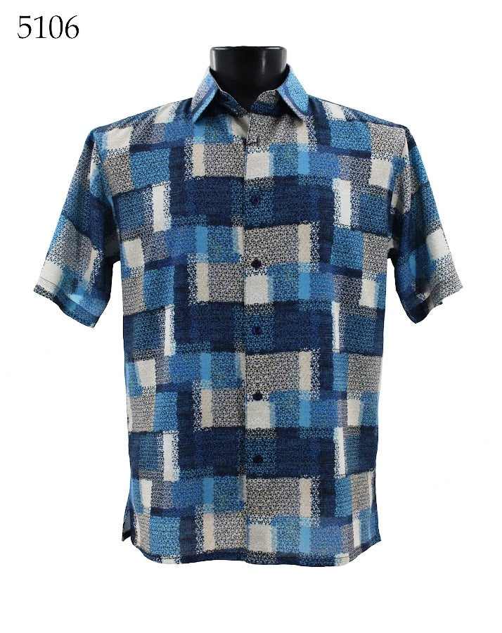 Bassiri Men's Casual Short Sleeve Shirt 5106 - Breathable Cotton Comfort Fit Button Down Top for Summer, Office & Outdoor Activities