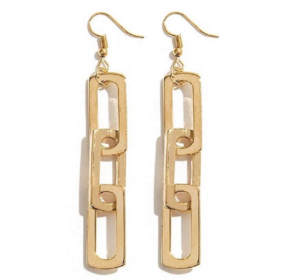 Gold & Silver Link Dangle Earrings for Women - Trendy Layered Chain Drop Earrings for Party, Wedding & Everyday Wear