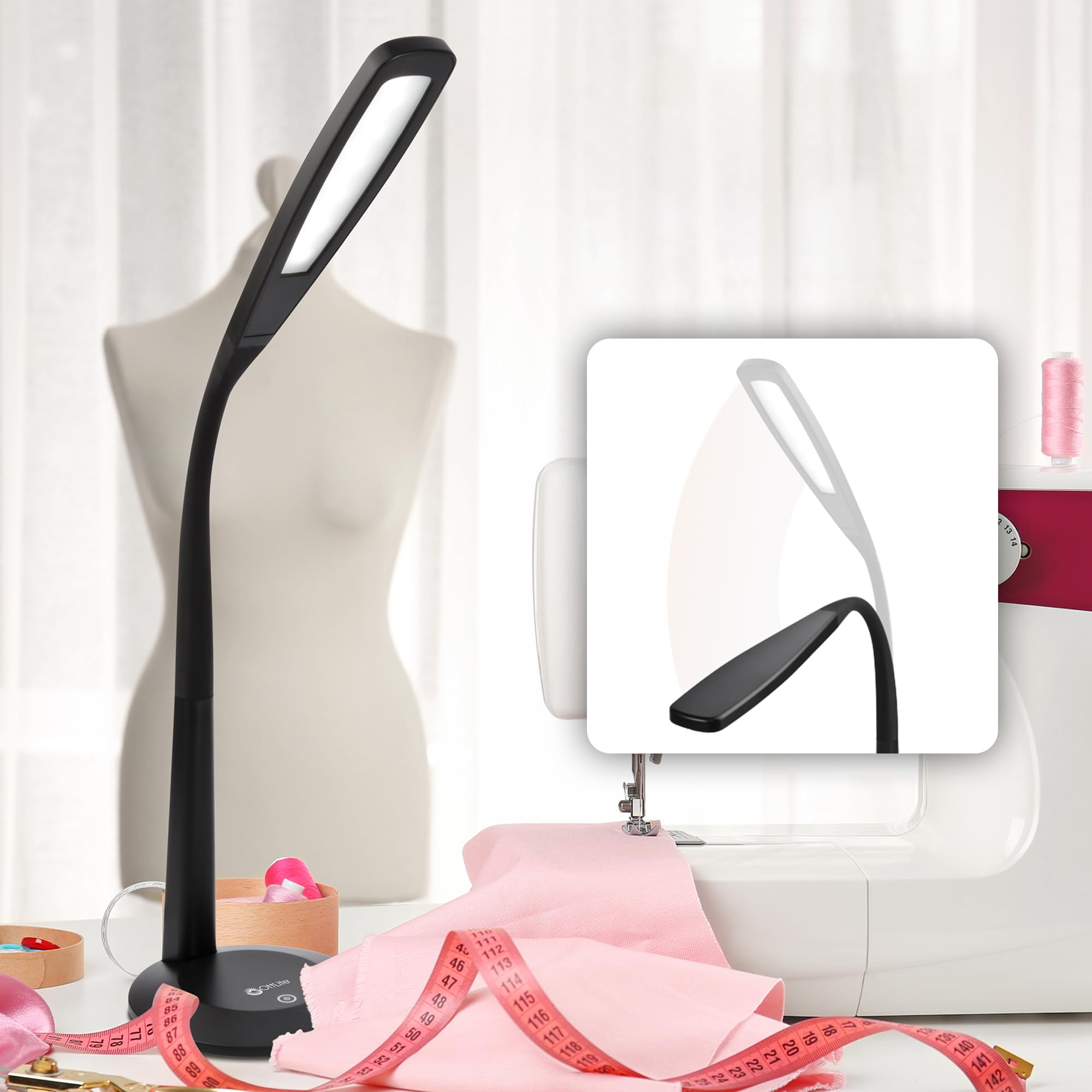 OttLite LED Desk Lamp with Adjustable Gooseneck - 3 Brightness Levels & Touch Control, Energy Efficient Natural Daylight LED Light for Home Office, Study, Dorm Room - Perfect for Reading, Working & Nighttime Use