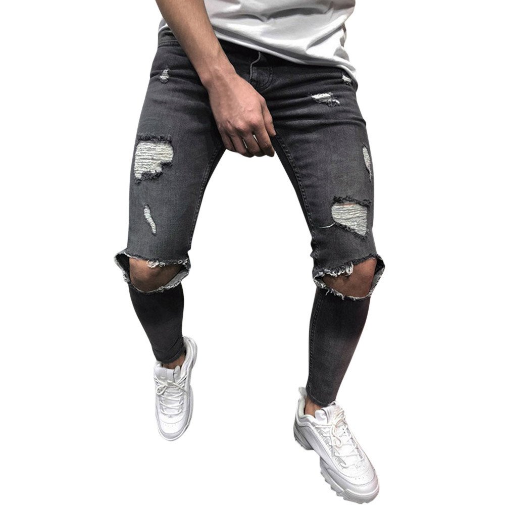 Stoota Men's Ripped Skinny Stretch Distressed Destroyed Jeans - Slim Fit Denim Pants for Casual Wear, Street Style & Hip Hop Fashion | Perfect for Jogging, Work & Everyday Outfits