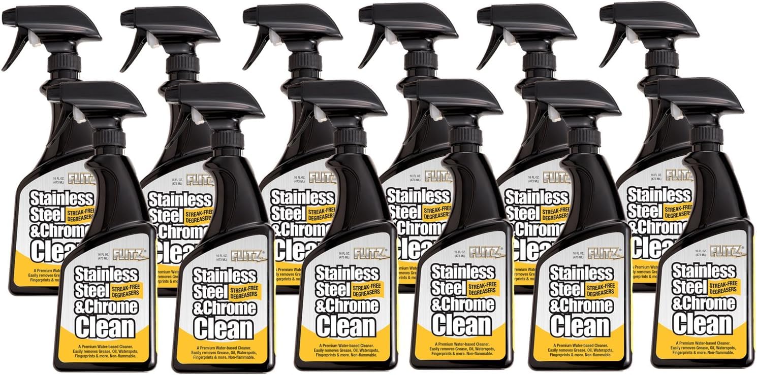 Flitz Premium Stainless Steel Cleaner & Polish - 16 oz (12-Pack) for Refrigerators, Dishwashers, Sinks, BBQ Grills, Ovens | Streak-Free Shine & Protection | Perfect for Kitchen, Outdoor & Commercial Use