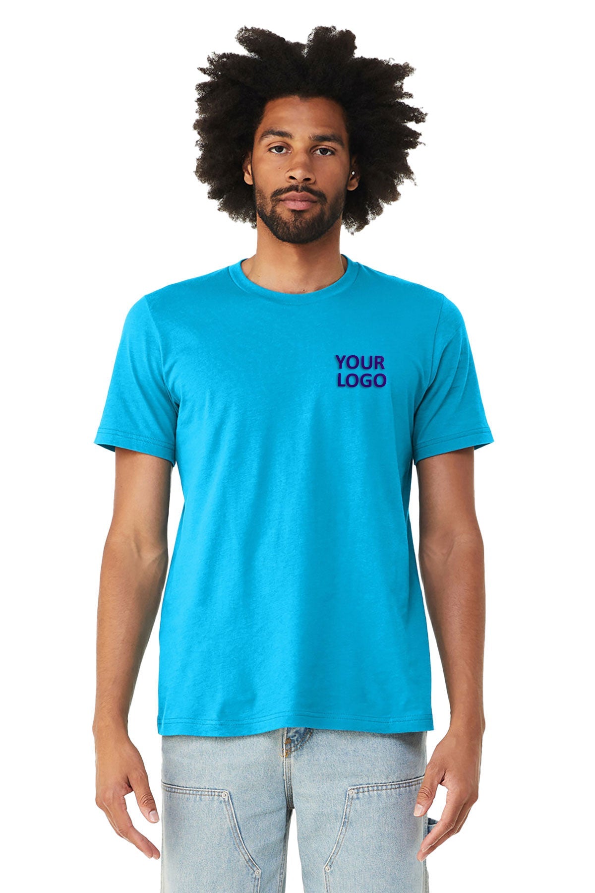 Bella Canvas Unisex Heather Custom T-Shirts - Neon Blue | Soft & Comfortable Cotton Tees for Men & Women | Perfect for Casual Wear, Screen Printing & DIY Projects