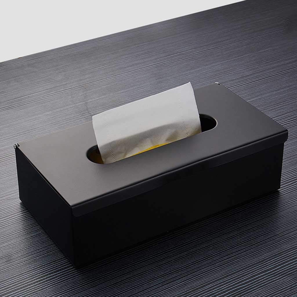 WPYYI Black Wall Mounted Toilet Paper Holder - Waterproof Retro Metal Bathroom Tissue Shelf - Durable Napkin Dispenser for Living Room & Restroom - Space Saving Home Organization Solution (Color: Black)