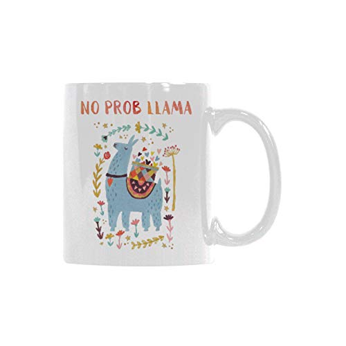 Funny No Prob Llama Coffee Mug - 11oz Ceramic Tea Cup for Coffee & Tea Lovers - Perfect for Office, Home, or Gift Giving