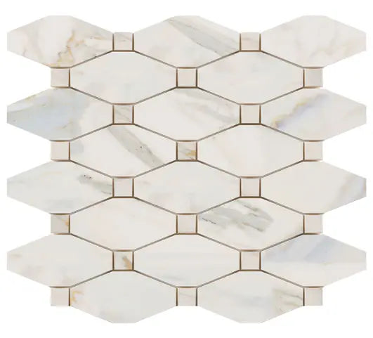 Premium Calacatta Gold Marble Hexagon Mosaic Tile - Elegant Backsplash & Bathroom Wall Decor for Modern Homes