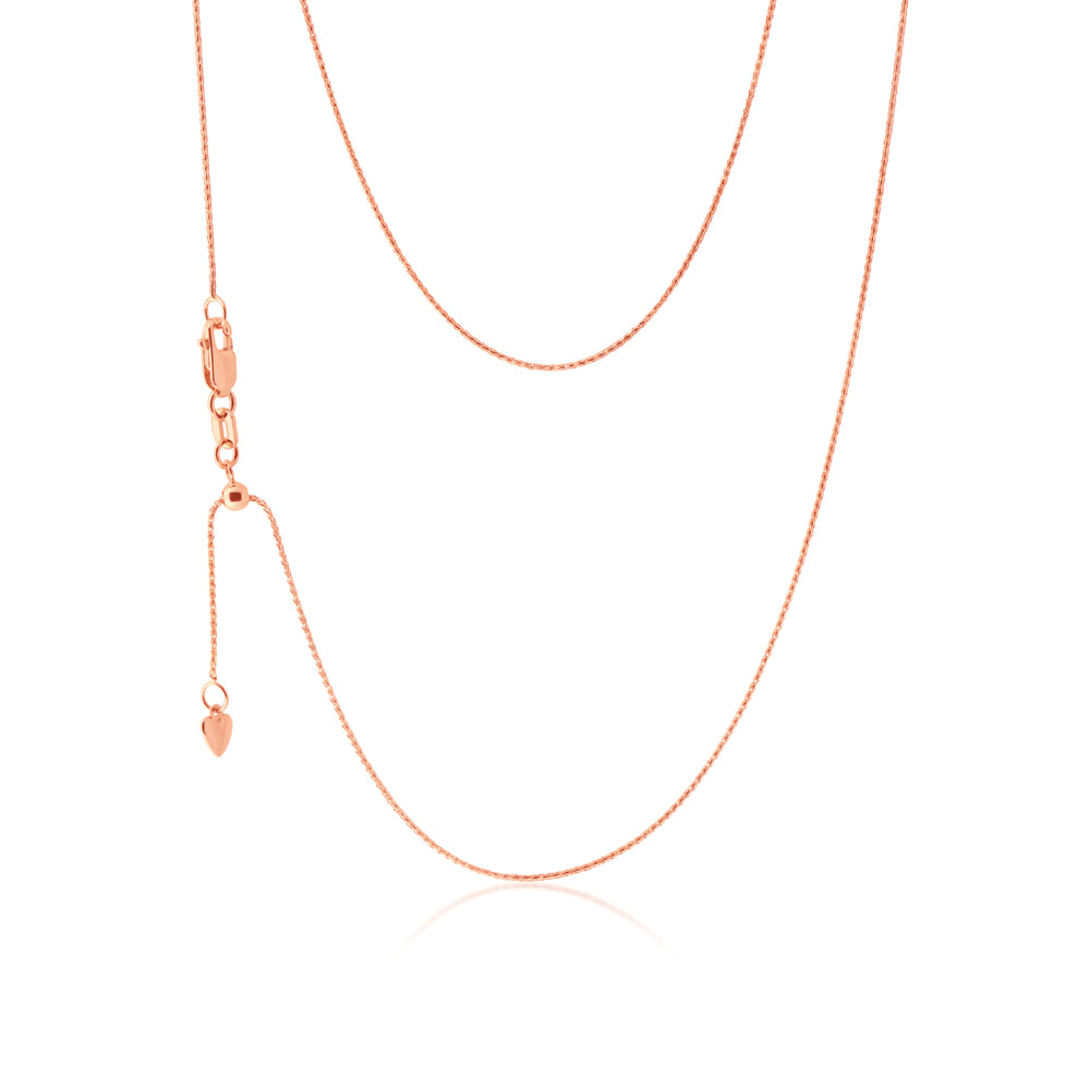 9ct Rose Gold Wheat Link Extender Chain - 47cm Length, 20 Gauge - Perfect for Layering Necklaces & Jewelry Styling