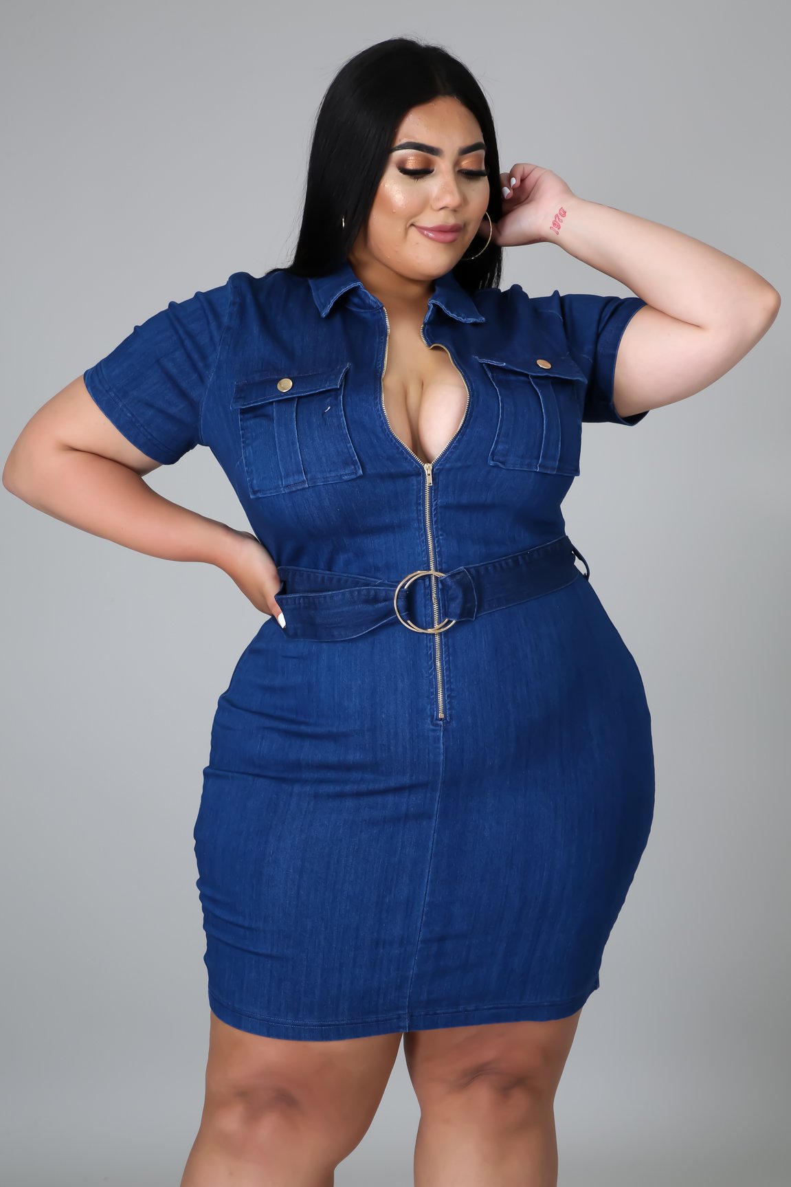 Aurora Women's Stretchy Denim Dress - Flattering Curve Fit for Casual Outings & Date Nights