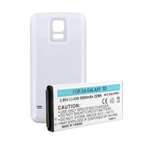 Samsung Galaxy S5 Extended Battery with NFC - 3500mAh High Capacity Replacement Battery & White Back Cover | Long-Lasting Power for Gaming, Streaming & Travel