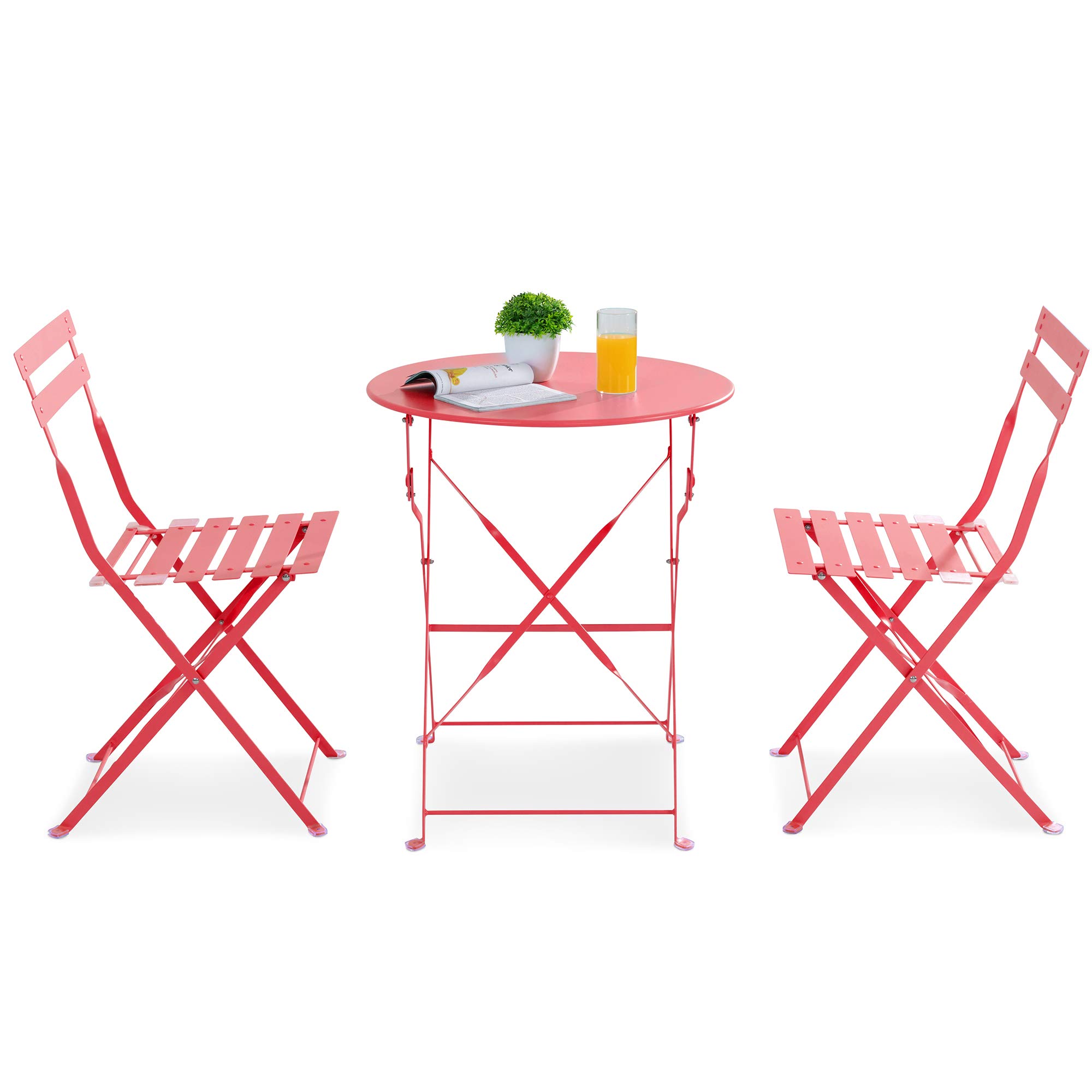 JY QAQA 3-Piece Patio Bistro Bar Set - Outdoor Folding Chairs for Garden, Balcony, Backyard, Pool & Porch - No Assembly Required - Perfect for Entertaining, Relaxing & Outdoor Dining