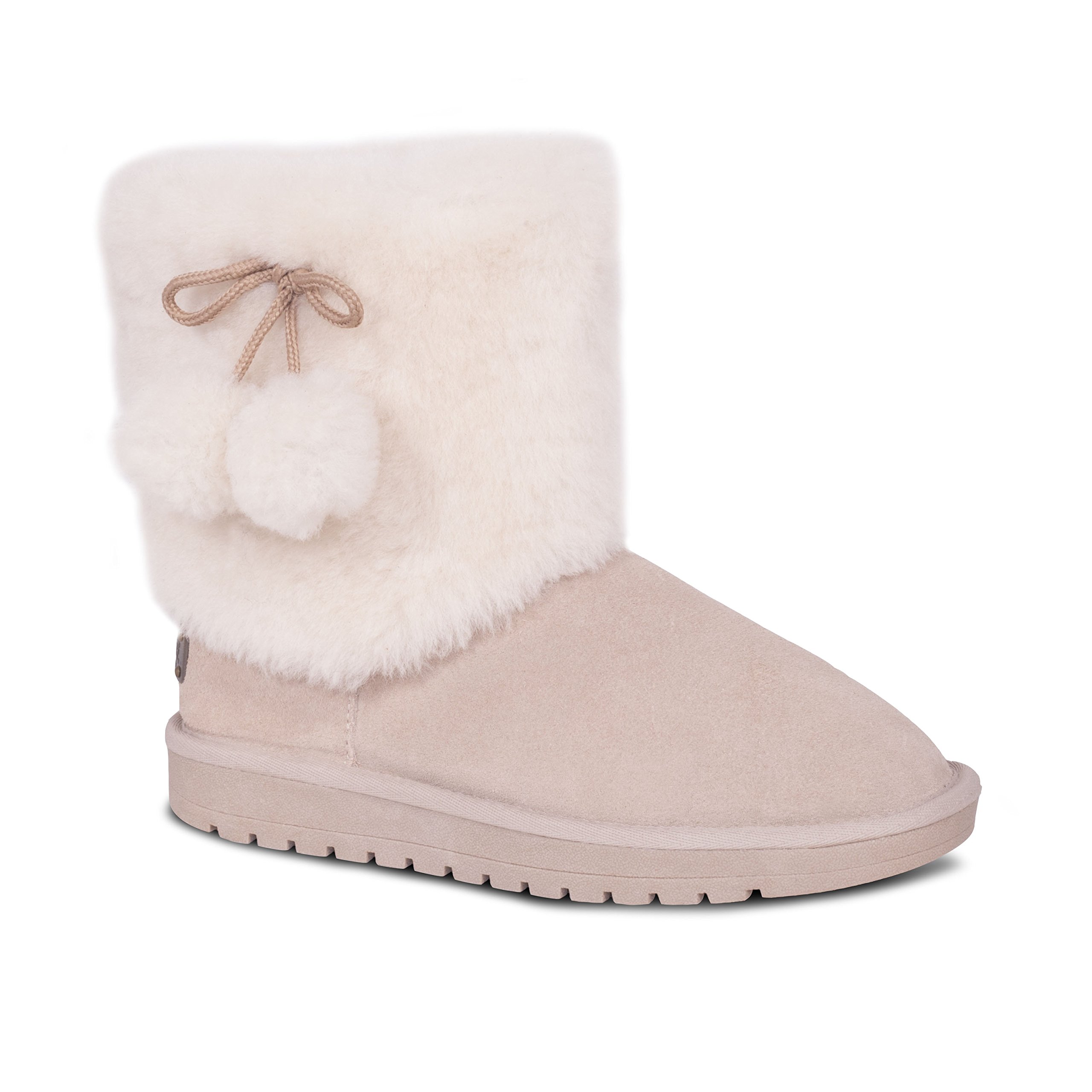 Cloud Nine Women's Sheepskin Winter Boots with Pom Pom - Cozy & Stylish for Cold Weather, Snow Days & Outdoor Adventures