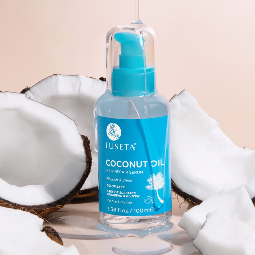Organic Coconut Oil Hair Repair Serum for Dry Damaged Hair - Deep Conditioning Treatment for Split Ends & Frizz Control - Perfect for Daily Hair Care & Styling