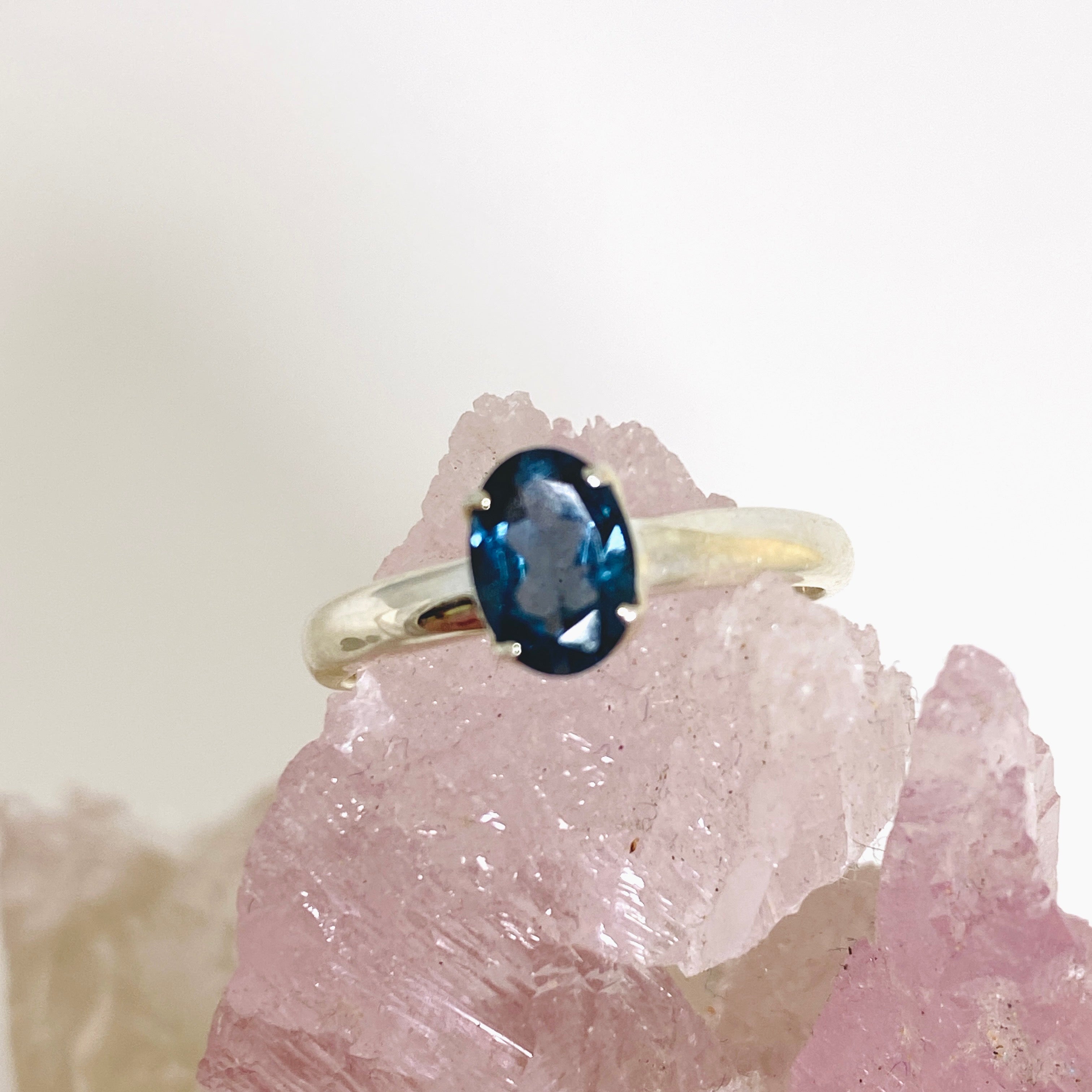 London Blue Topaz Oval Faceted Ring - Size 6 Sterling Silver Women's Jewelry - Perfect for Engagement, Anniversary & Special Occasion Gifts