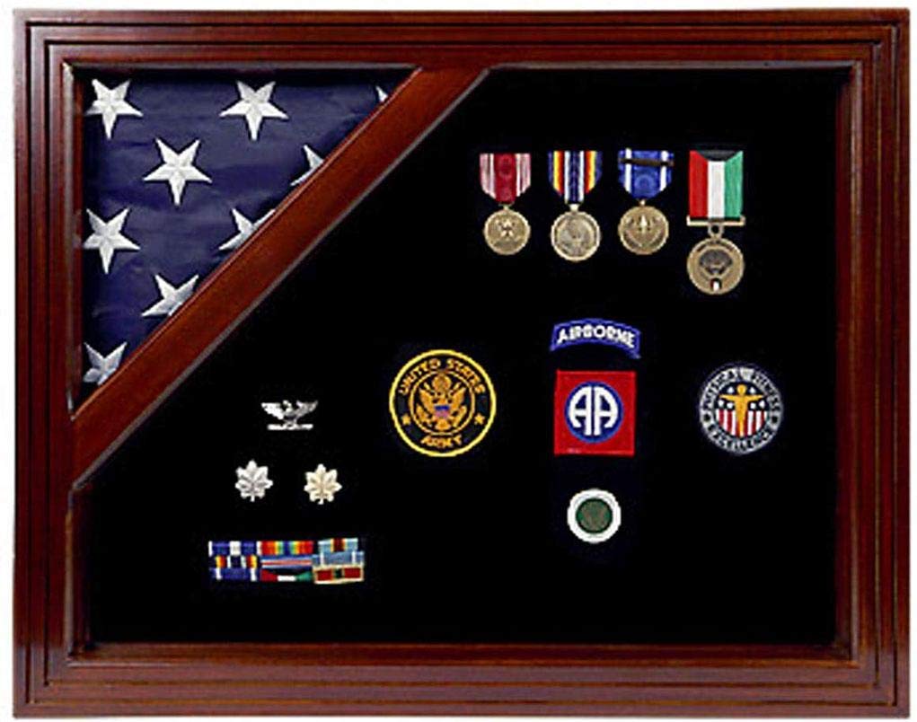 Military Award Shadow Box Display Case for 3x5 Feet Flag - Premium Flag Storage & Presentation Solution for Home, Office, or Military Ceremonies