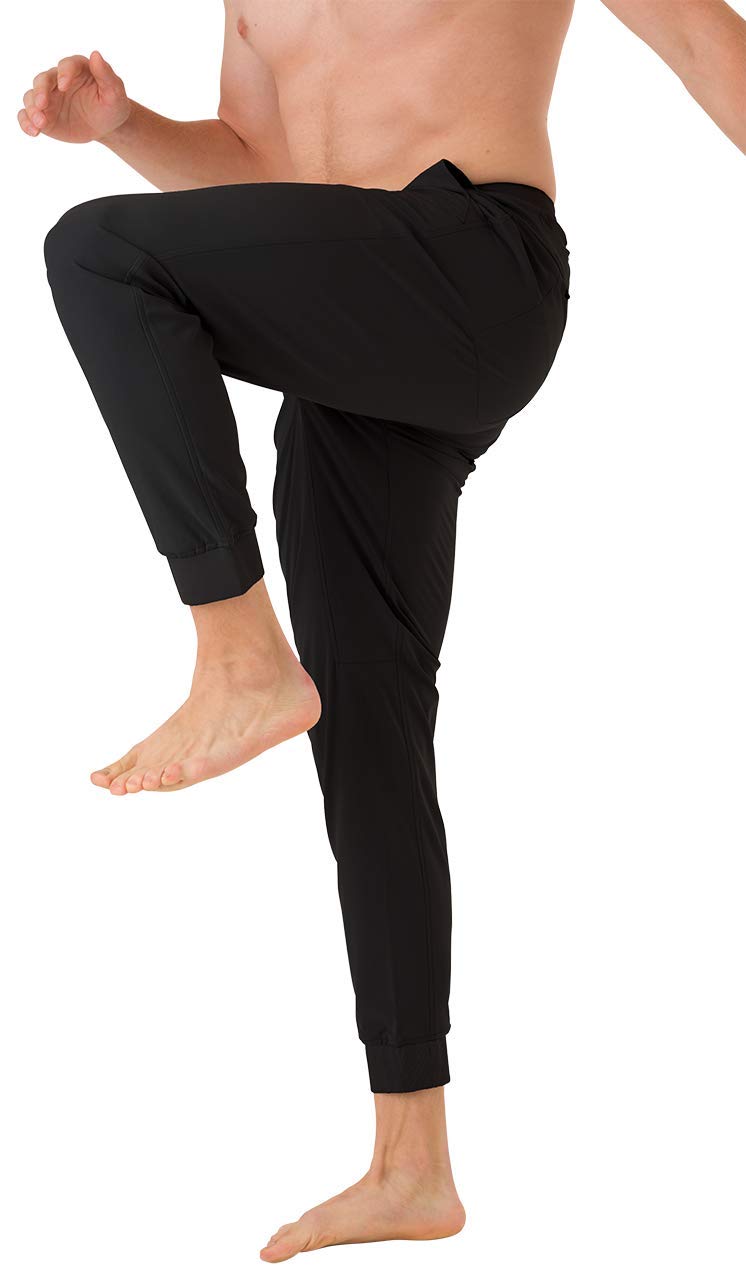 TRUWEAR Peak Lifestyle Black Performance Fabric Men's Jogger Pants - Comfortable Athletic Sweatpants for Running, Gym & Casual Wear