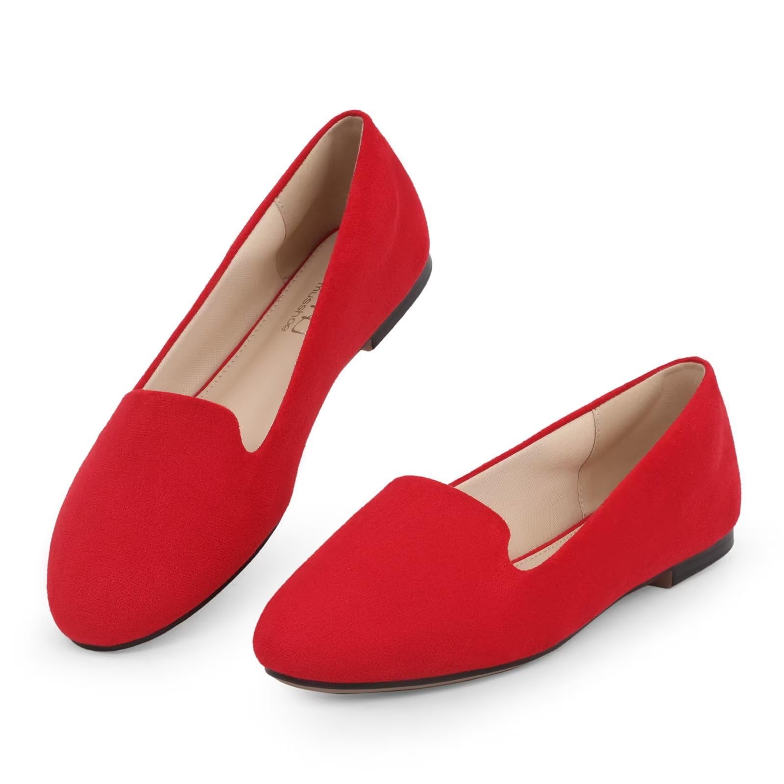 MUSSHOE Women's Comfortable Round Toe Flats with Memory Foam - Casual Slip On Shoes for Work, Travel & Everyday Wear