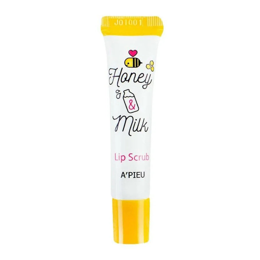 A'PIEU Honey & Milk Lip Scrub 8ml - Exfoliating Lip Treatment for Dry, Chapped Lips - Perfect for Winter Care & Pre-Makeup Prep