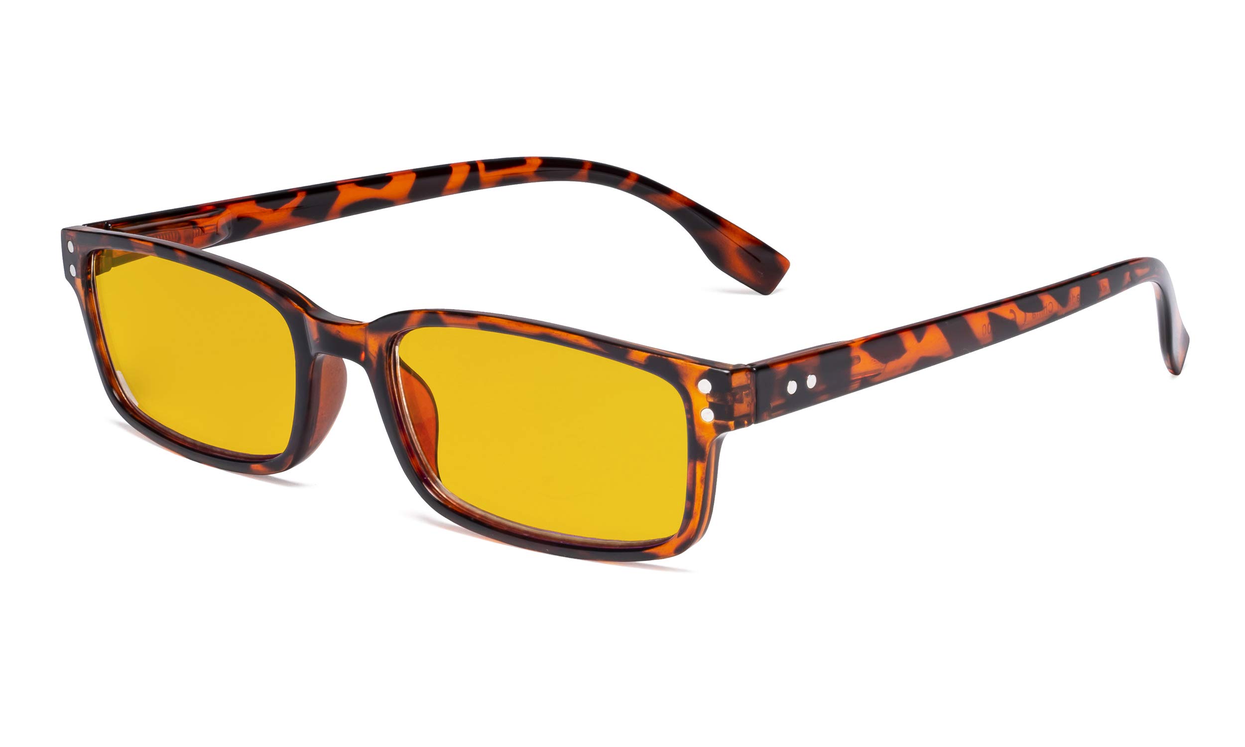 Eyekepper Classic Rectangular Computer Glasses with Spring Hinges & Orange Tinted Lenses - Blue Light Blocking Reading Glasses for Office, Gaming & Digital Screen Use