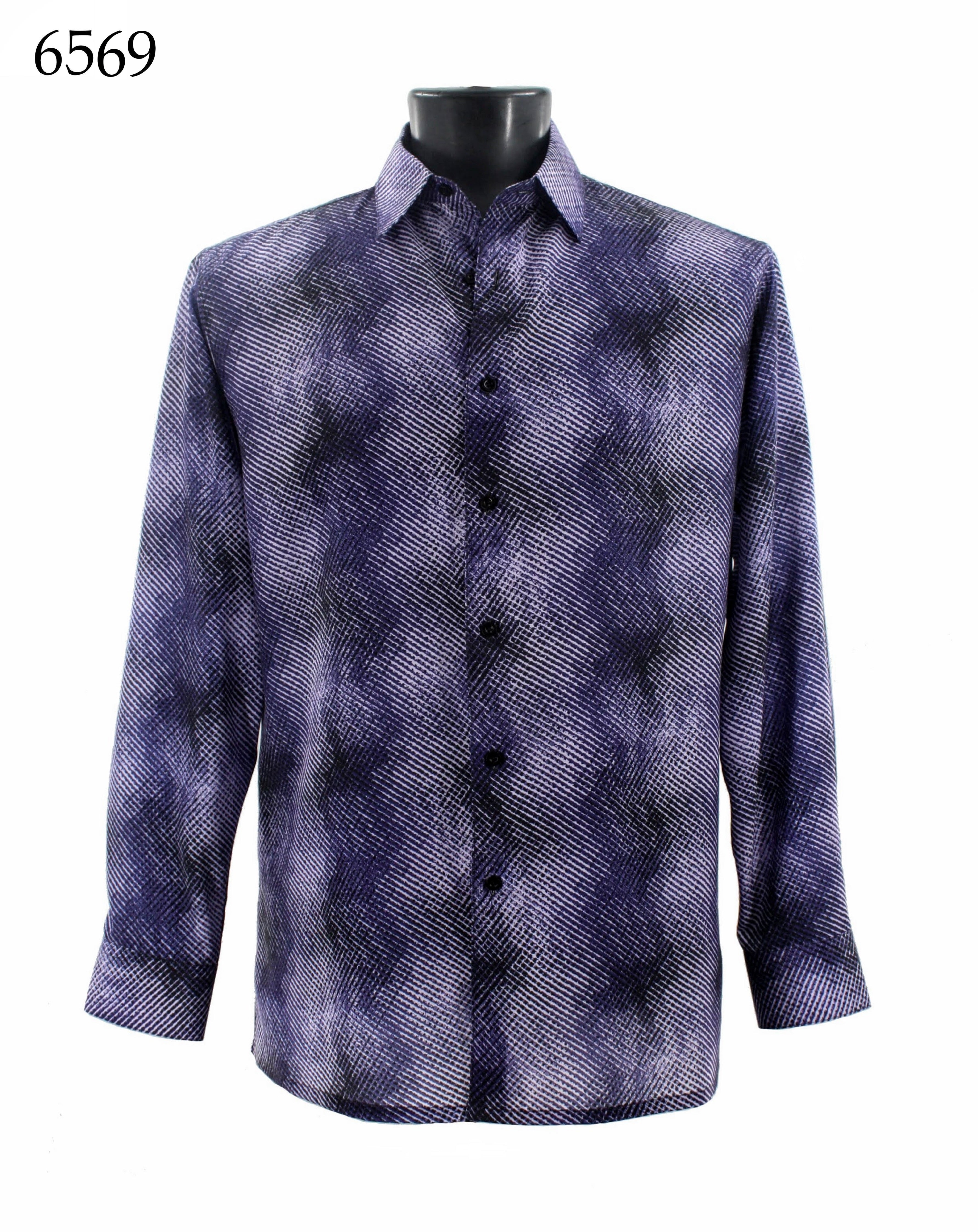 Bassiri Men's Long Sleeve Casual Shirt 6569 - Comfortable Slim Fit Button Down Shirt for Work, Office, and Everyday Wear
