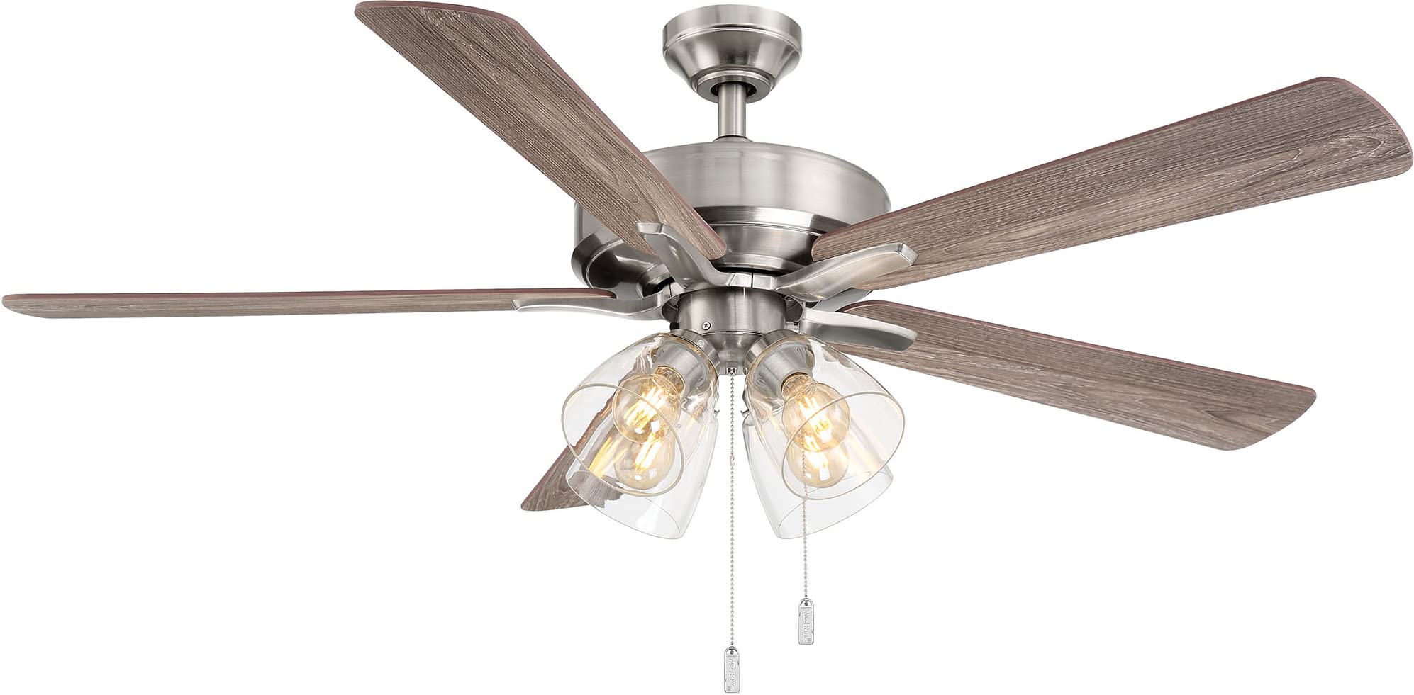Wind River WR2024N 52 Inch Modern Ceiling Fan with LED Light Kit, Brushed Nickel Finish - Perfect for Living Room, Bedroom, and Patio Cooling