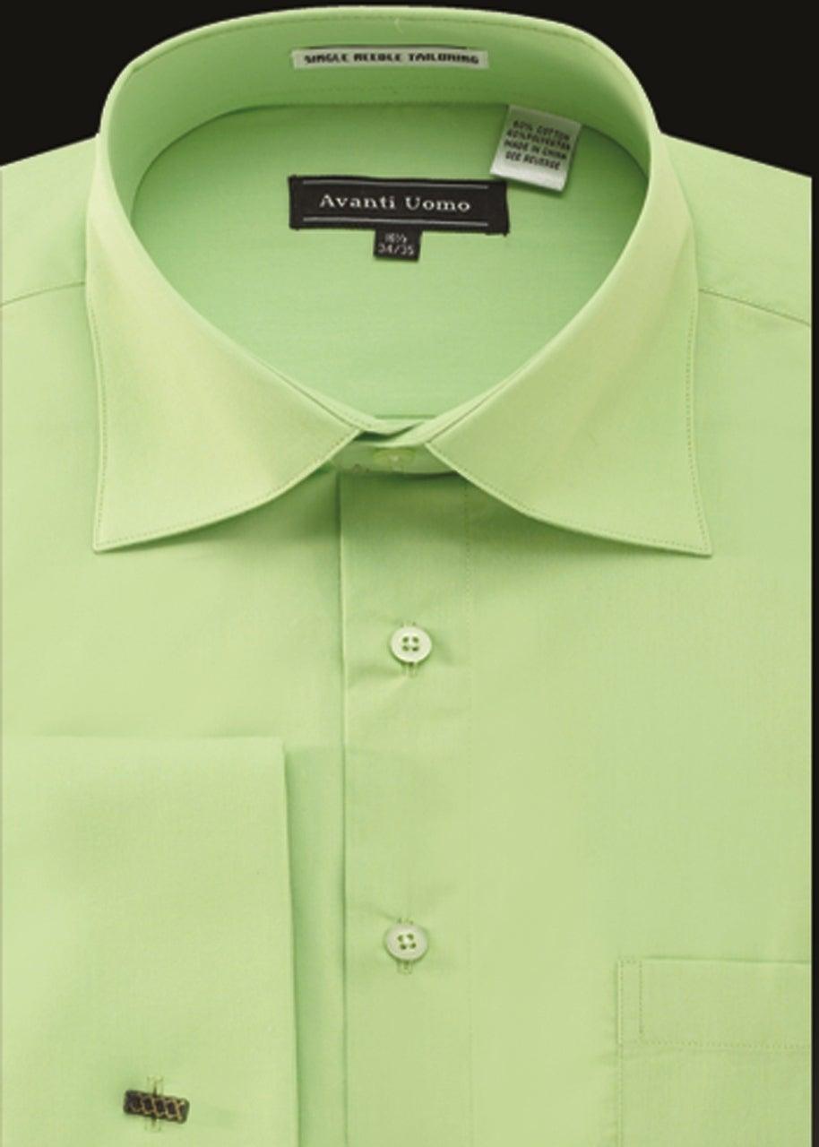 Premium Men's French Cuff Dress Shirt with Spread Collar - Apple Green | Formal Business Attire & Special Occasion Wear