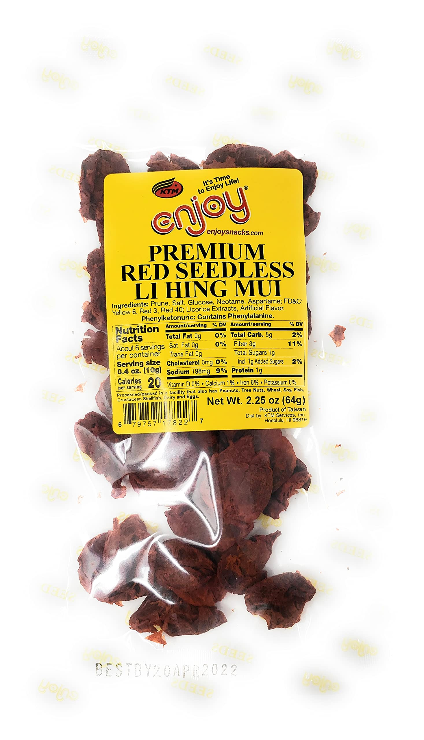 Premium Red Seedless Li Hing Mui Dried Plum Snacks - 2.25 oz Pack | Sweet & Tangy Hawaiian Treat for On-the-Go, Parties & Movie Nights