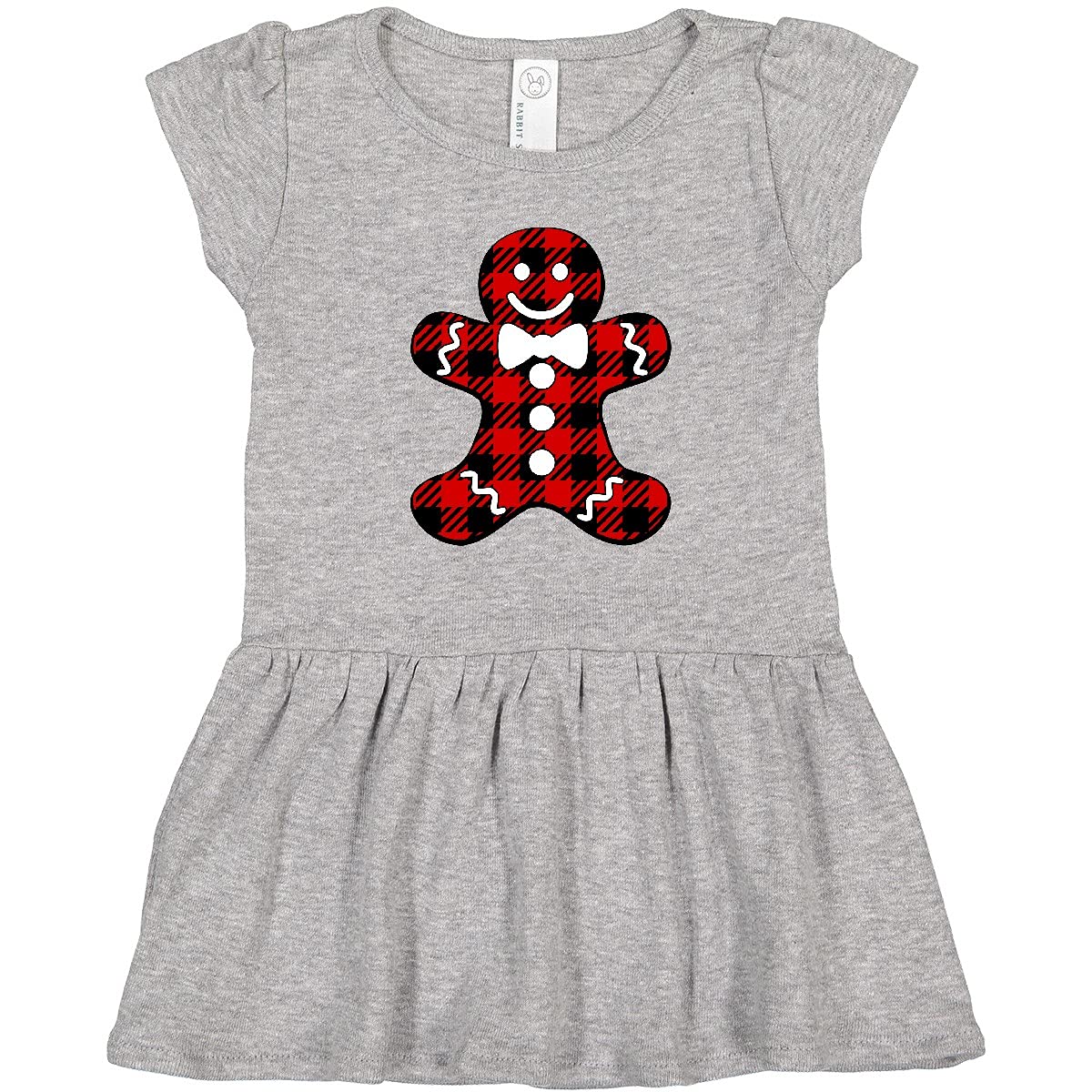 Inktastic Buffalo Plaid Gingerbread Man Toddler Dress - Cute Holiday Outfit for Baby Girls & Boys - Perfect for Christmas Photos, Parties & Family Gatherings