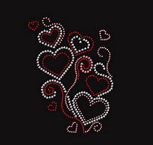 Heart with Scrolls Rhinestone Iron-On Transfer for T-Shirts, Jackets & DIY Crafts - Elegant Decorative Patch for Clothing & Accessories