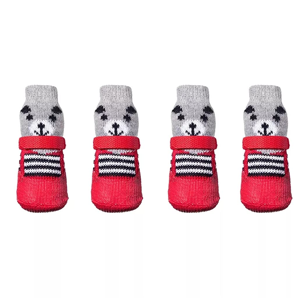 Waterproof Anti-Slip Dog Boots for Small Dogs - Non-Slip Grip Socks for Puppies on Hardwood Floors - Durable Pet Outdoor Accessories (Red, Size M) - Perfect for Walking, Hiking & Winter Protection