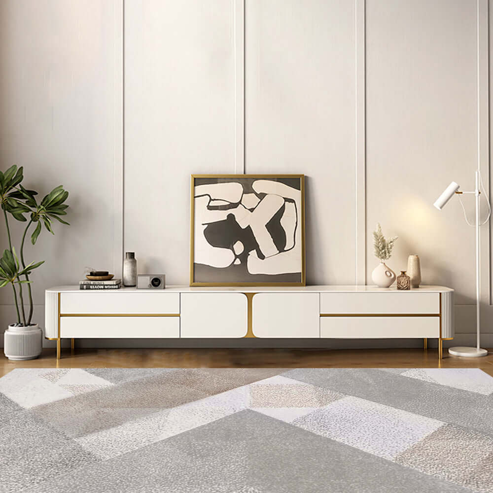 Premium Rectangle TV Stand with Marbling Slate Top - Modern Entertainment Center for Living Room, Bedroom & Home Theater