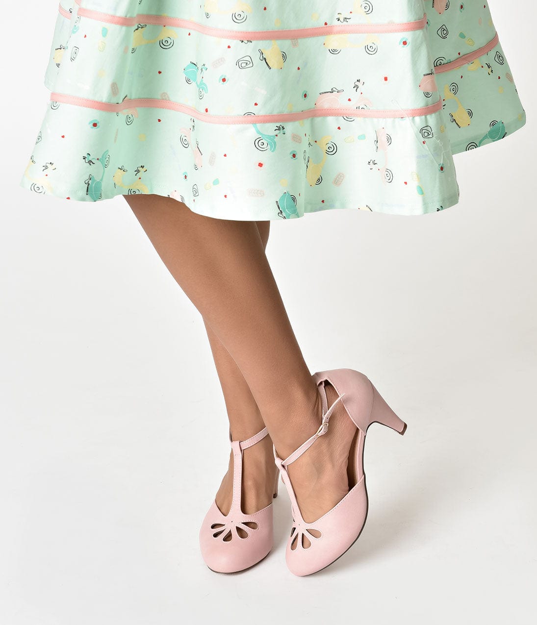 Rose Pink T-Strap Cut Out Kitten Heels - Elegant Women's Dress Shoes for Weddings, Parties & Office Wear