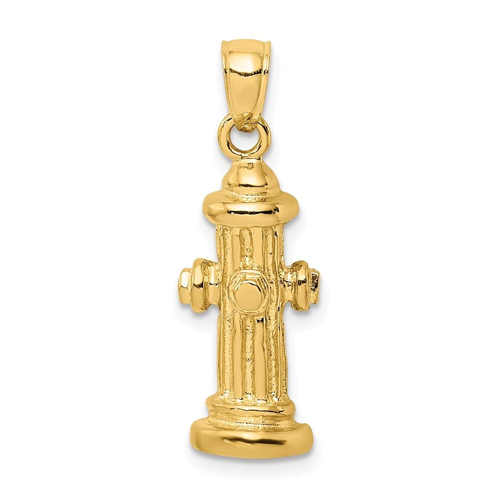 14K Yellow Gold Fire Hydrant Charm Pendant Necklace for Women - Dainty & Elegant Jewelry Gift for Firefighters, First Responders, and Dog Lovers - Perfect for Everyday Wear, Special Occasions, and Gift Giving